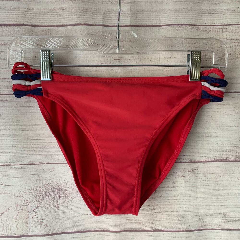 Endless Sun Junior Red Strappy Side Bikini Swimsuit Bottom Red White Blue Size M